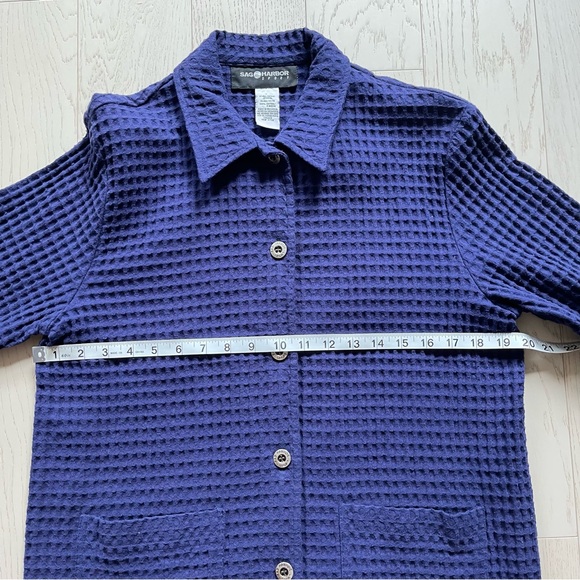 Vintage Sag Harbor Sports Waffle Knit Button Up Lightweight Sweater Cardigan - Picture 10 of 11